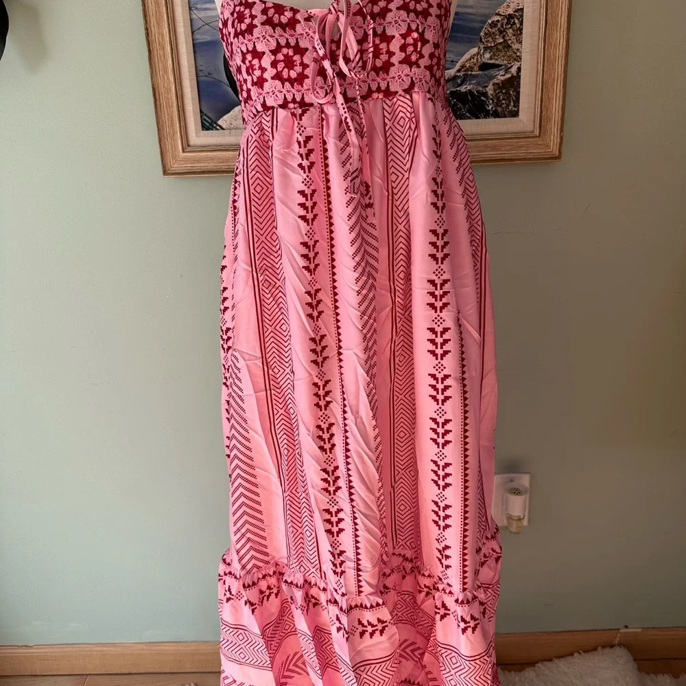 Pink Patterned Maxi Dress - Picture 6 of 9